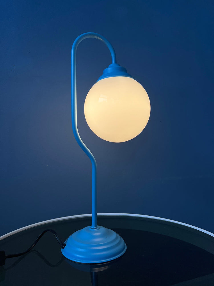 80s Blue Opaline Glass Table Lamp