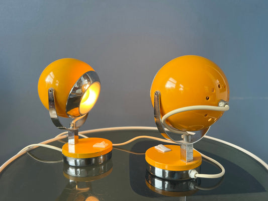 Set (2) of Yellow Space Age Eyeball Table Lamps