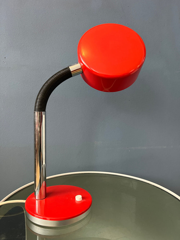 Red Adjustable Mid Century Cosack Table Lamp