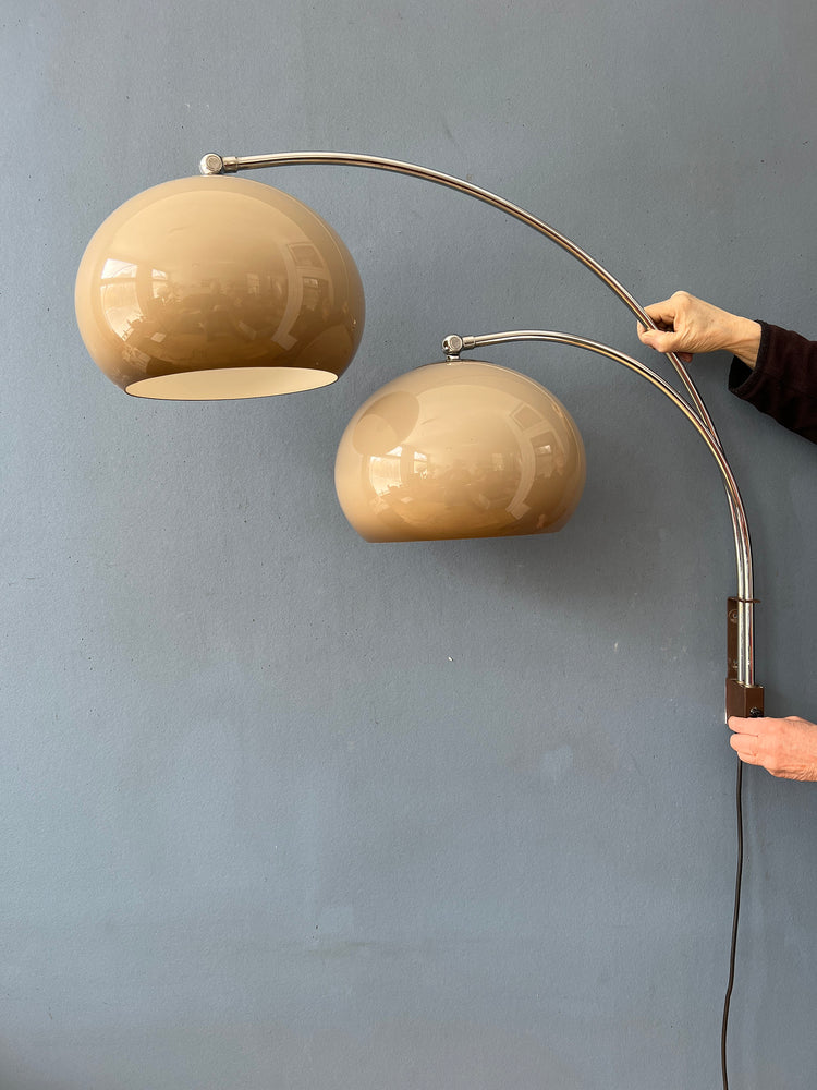 Vintage Double Arc Mushroom Wall Lamp by Dijkstra - Space Age Light Fixture