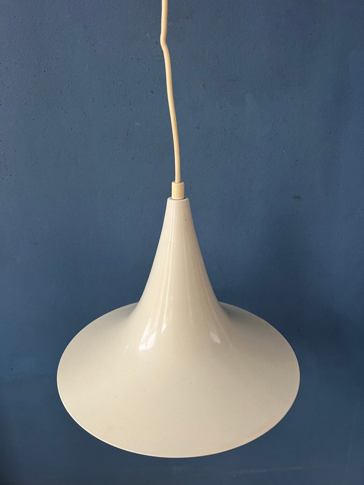 Mid Century White Space Age Witch Hat Pendant Lamp