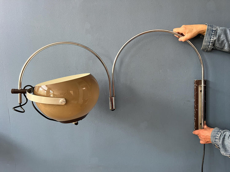 Vintage Space Age Hala Double Arc Mushroom Wall Lamp