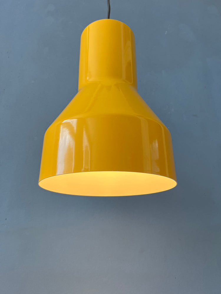 Yellow Metal Industrial Shaped Space Age Pendant Light