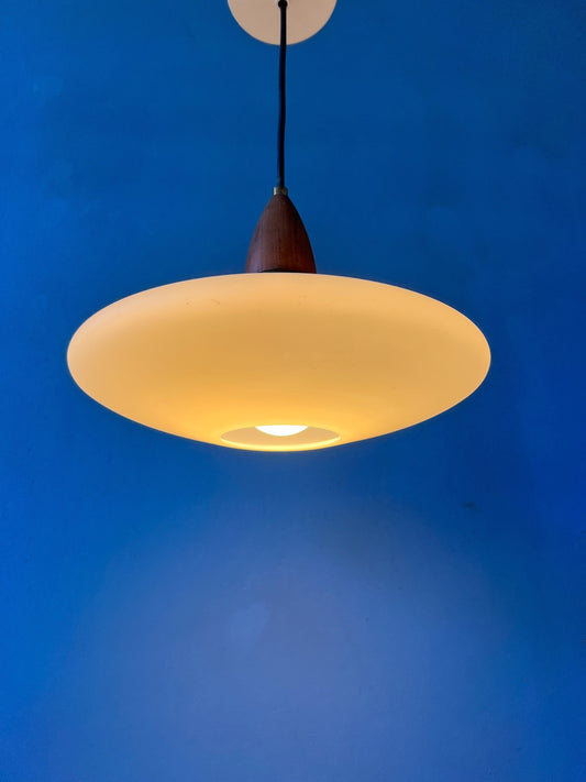 Milk Glass Pendant Light - Philips Style Light Fixture - Louis Kalff - Opaline Glass Lamp