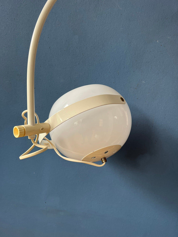 Mid Century White Space Age Mushroom Arc Wall Lamp