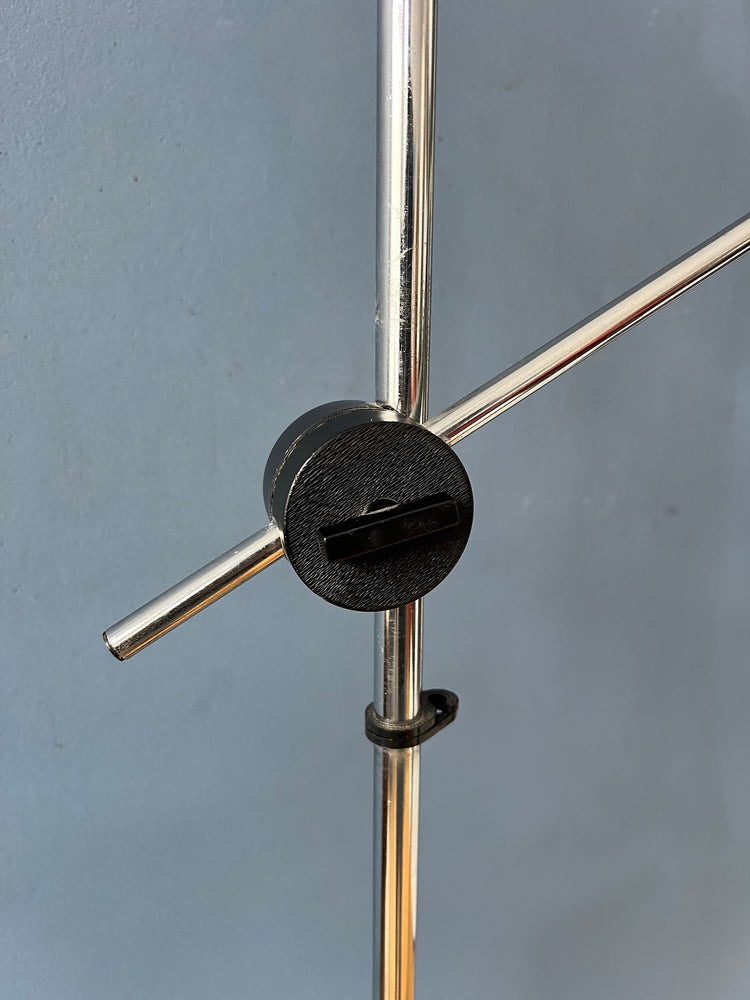 Mid Century Silver Swing Arm Eyeball Floor Lamp