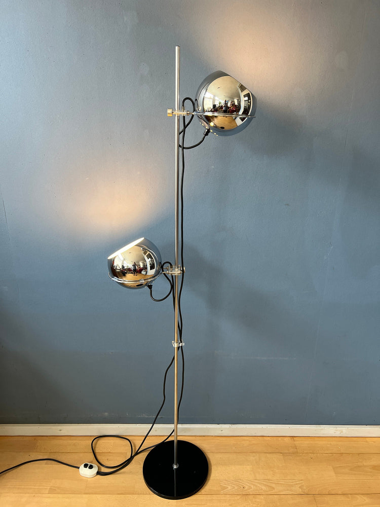Chrome Eyeball Floor Lamp - GEPO Space Age Standing Light - Mid Century Lamp