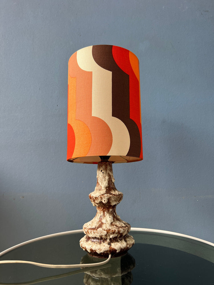 Orange Ceramic West Germany Fat Lava Space Age Table Lamp