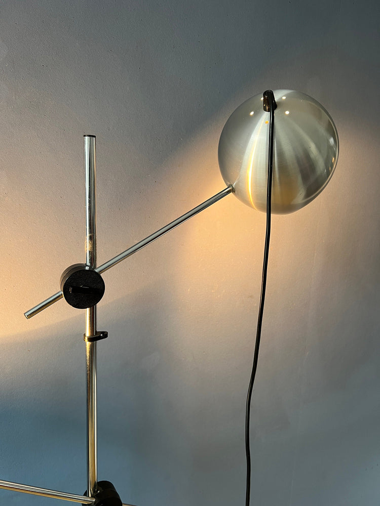 Mid Century Silver Swing Arm Eyeball Floor Lamp