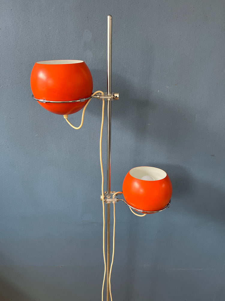 Vintage GEPO Floor Lamp - Orange Eyeball Lamp - Red Space Age 70s Standing Light