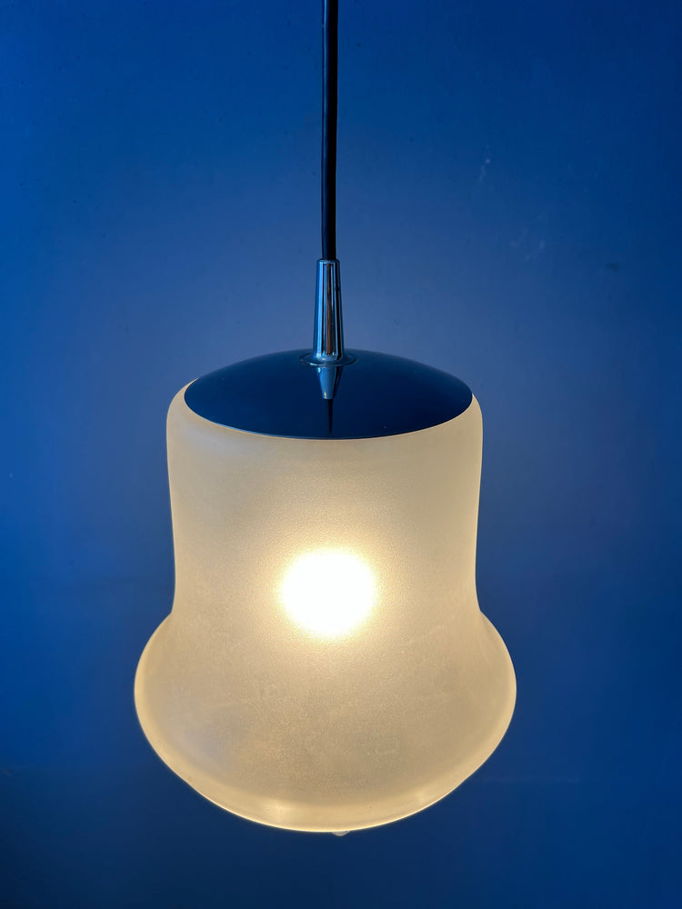 Mid Century Peill & Putzler Frosted Glass Hanging Lamp