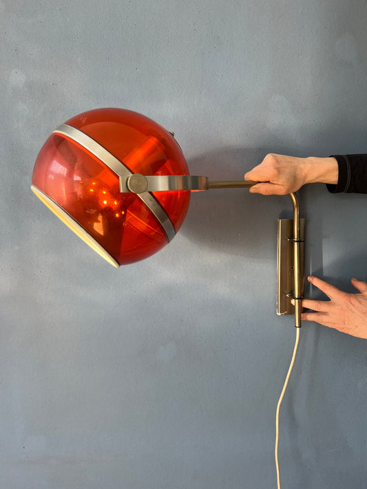 Vintage Orange Dijkstra Globe Space Age Wall Lamp