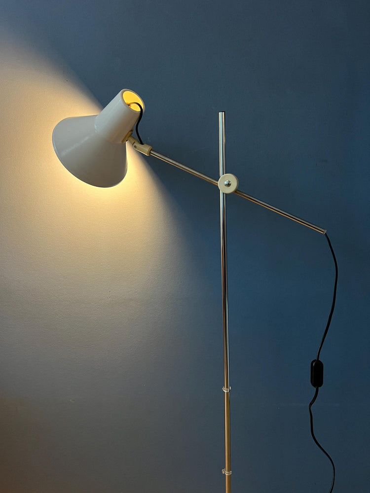 Vintage White Mid Century Adjustable Floor Lamp