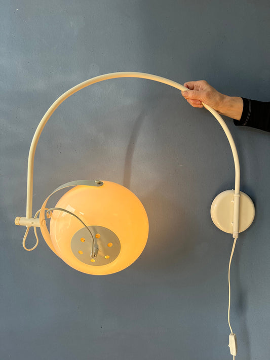 Mid Century Dijkstra Arc Wall Lamp - White Swing Arm Wall Light