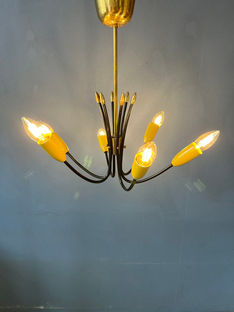 Vintage Yellow 50s Spider Pendant Lamp