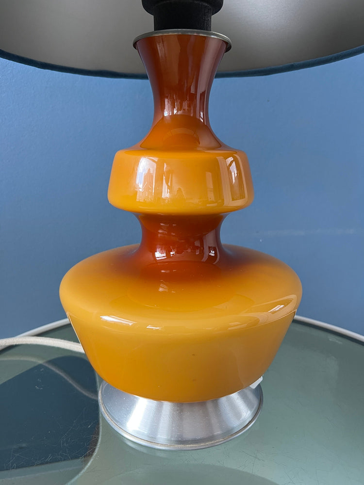 Mid Century Holmegaard Glass Table Lamp with Velours Shade