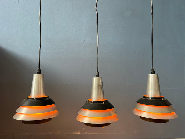 Vintage Orange Space Age Lakro Pendant Lamp - Carl Thore Trava Style 70s Lamp