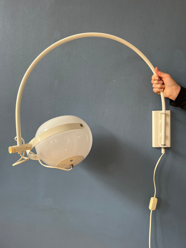 Mid Century White Space Age Mushroom Arc Wall Lamp