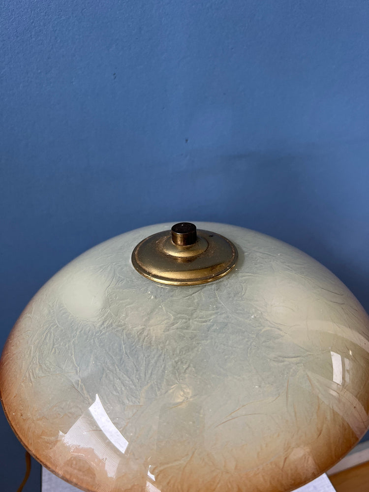 Art Deco Style Table Lamp with Glass Shade and Metal, Golden Base