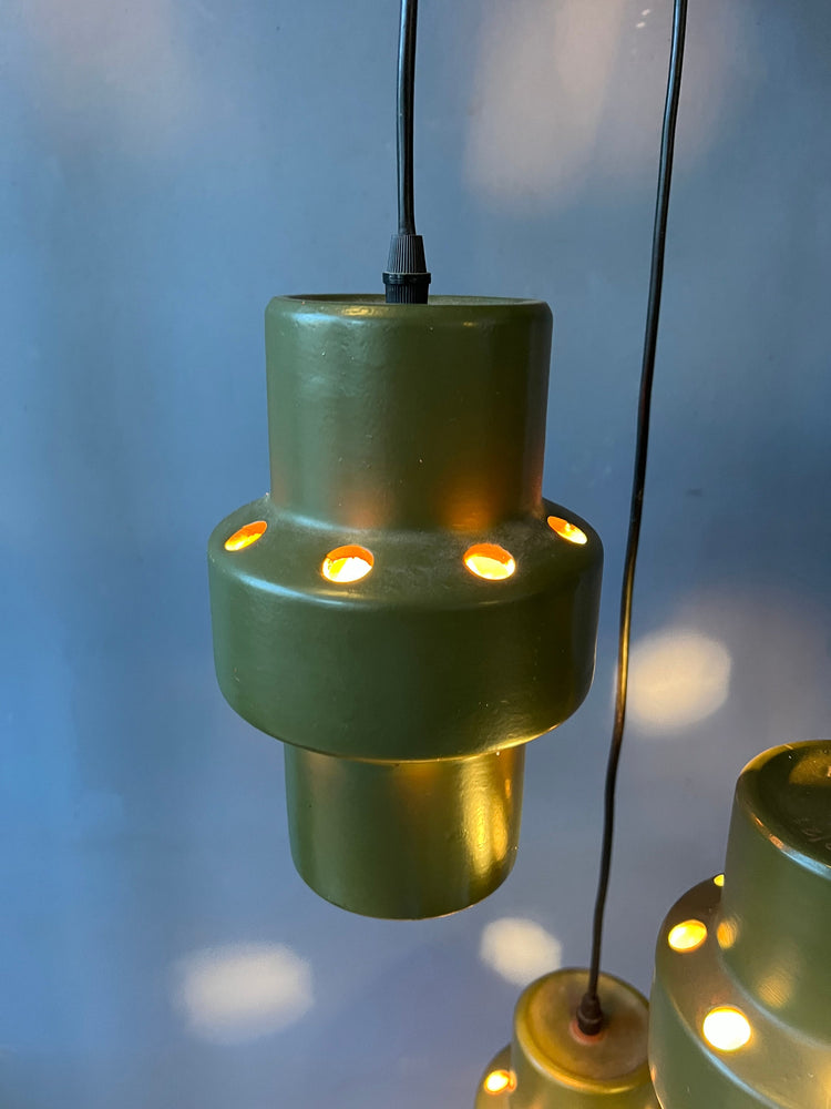Green West Germany Ceramic Cascade Chandelier Lamp