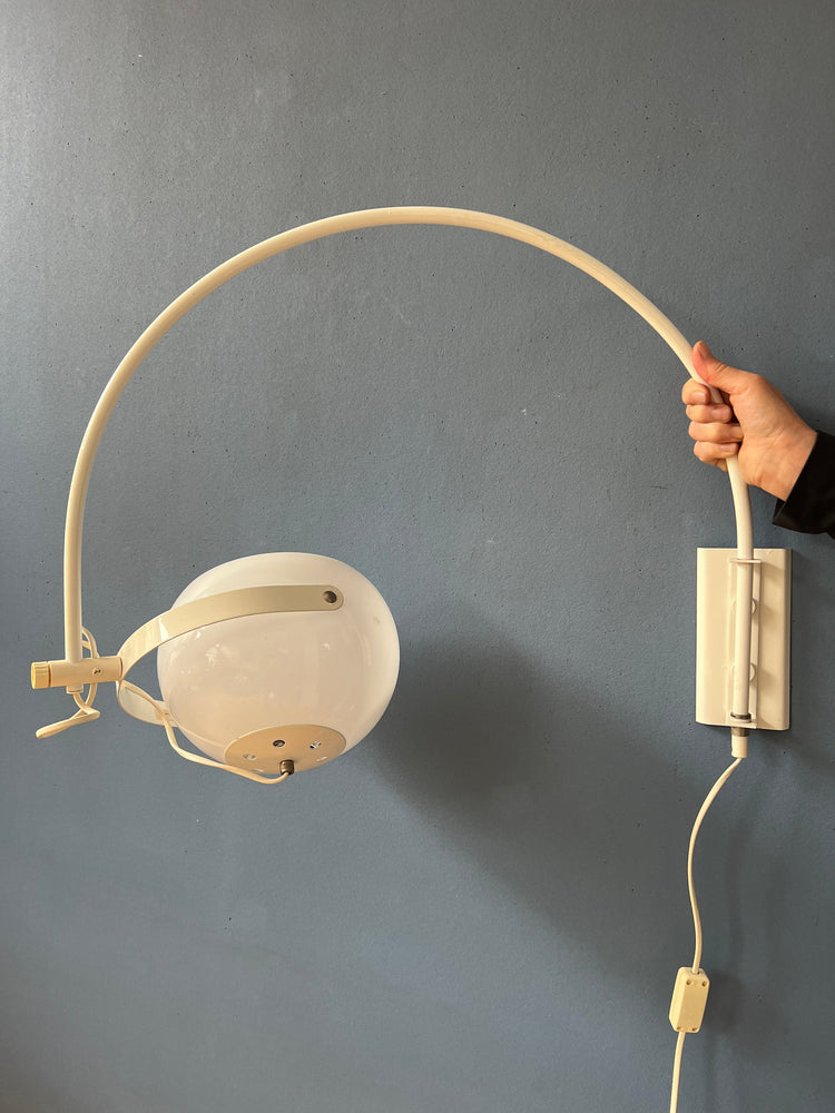 Mid Century White Space Age Mushroom Arc Wall Lamp