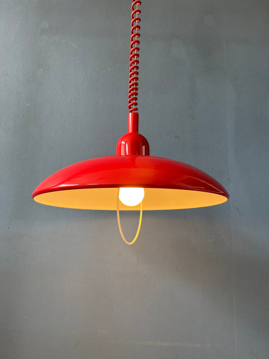 Vintage Red Metal Space Age Pendant Lamp