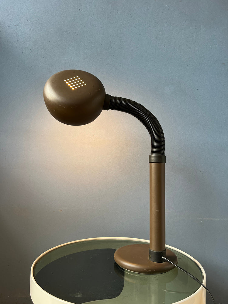 Brown Space Age Desk Lamp with Adjustable Arm