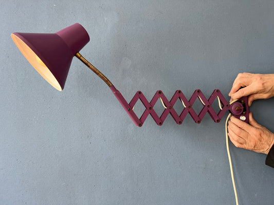 Purple Vintage Space Age Scissor Wall Lamp