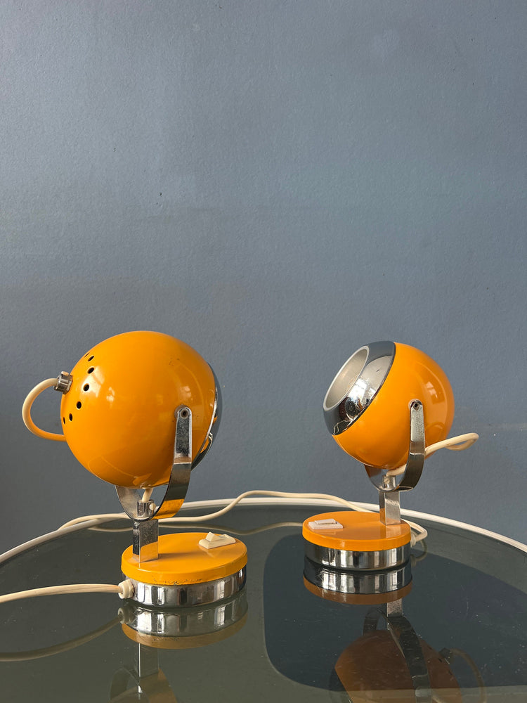 Set (2) of Yellow Space Age Eyeball Table Lamps