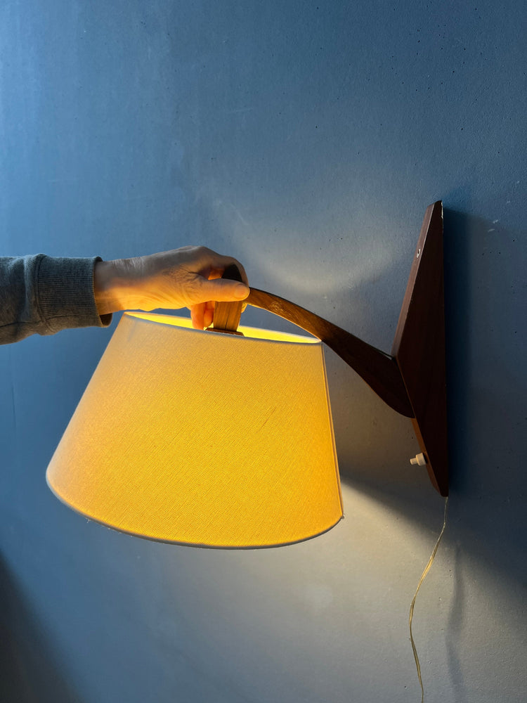 Small Danish Style Teak Wood Wall Light