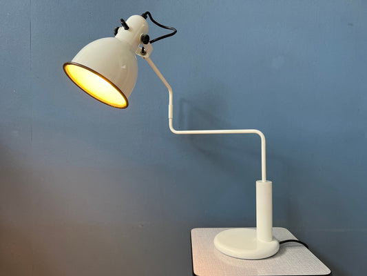 Anvia Elbow Table Lamp by Hoogervorst - White Swing-Arm Desk Light - Mid Century Office Lamp