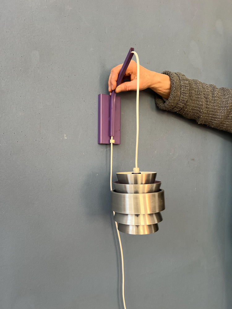 Small Purple Mid Century Lakro Rod 'Trava' Wall Lamp