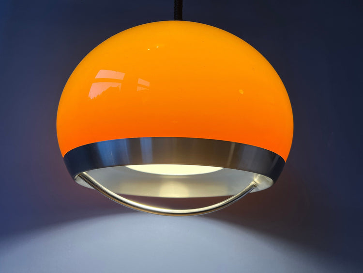 Vintage Orange Dijkstra Pendant Light / Mid Century Space Age Light Fixture