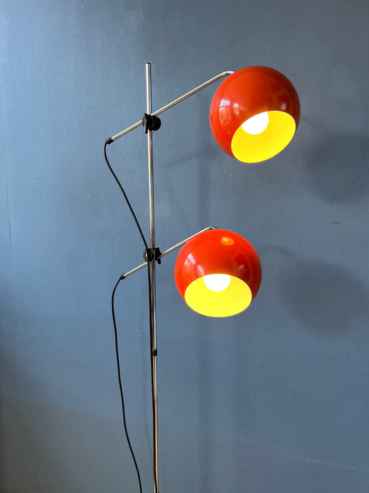 Vintage Red Floor Lamp - Eyeball - Space Age - Mid Century Standing Light