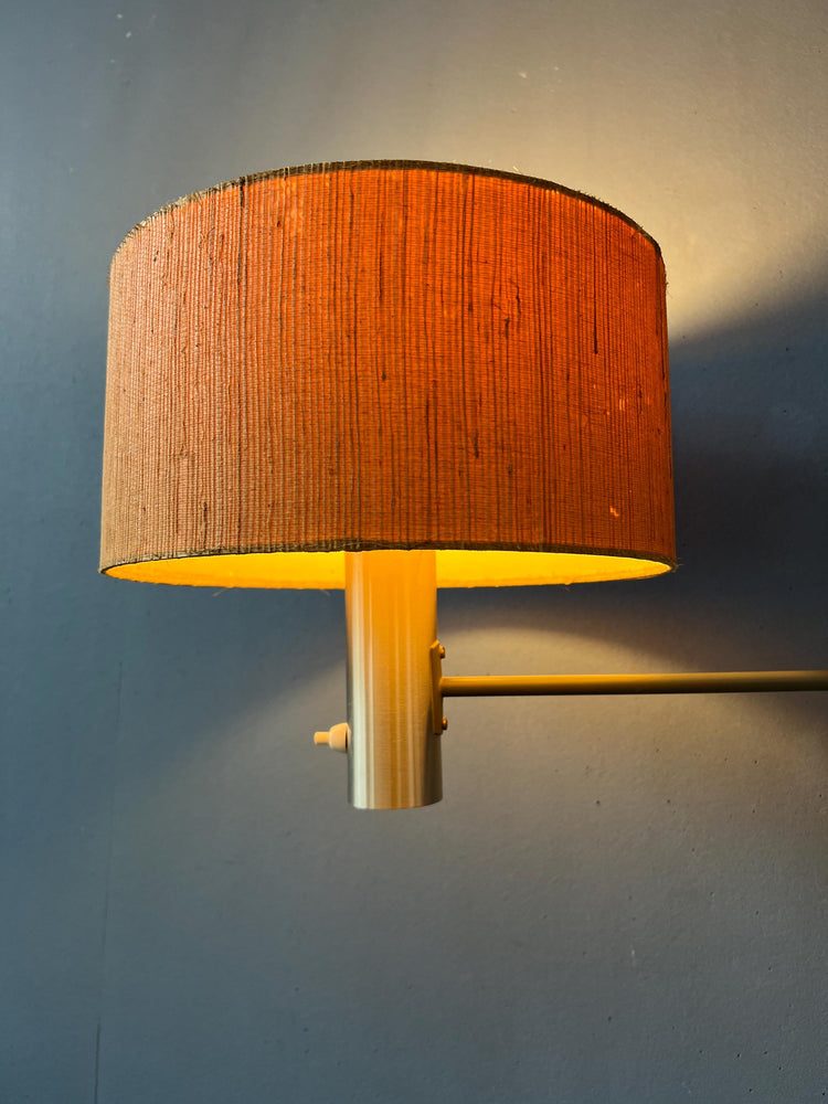 Vintage Mid Century Swivel Arm Wall Lamp with Textile Shade