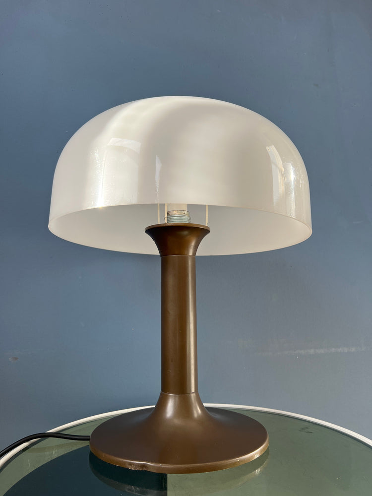 Brown and White Space Age Mid Century Mushroom Table Lamp