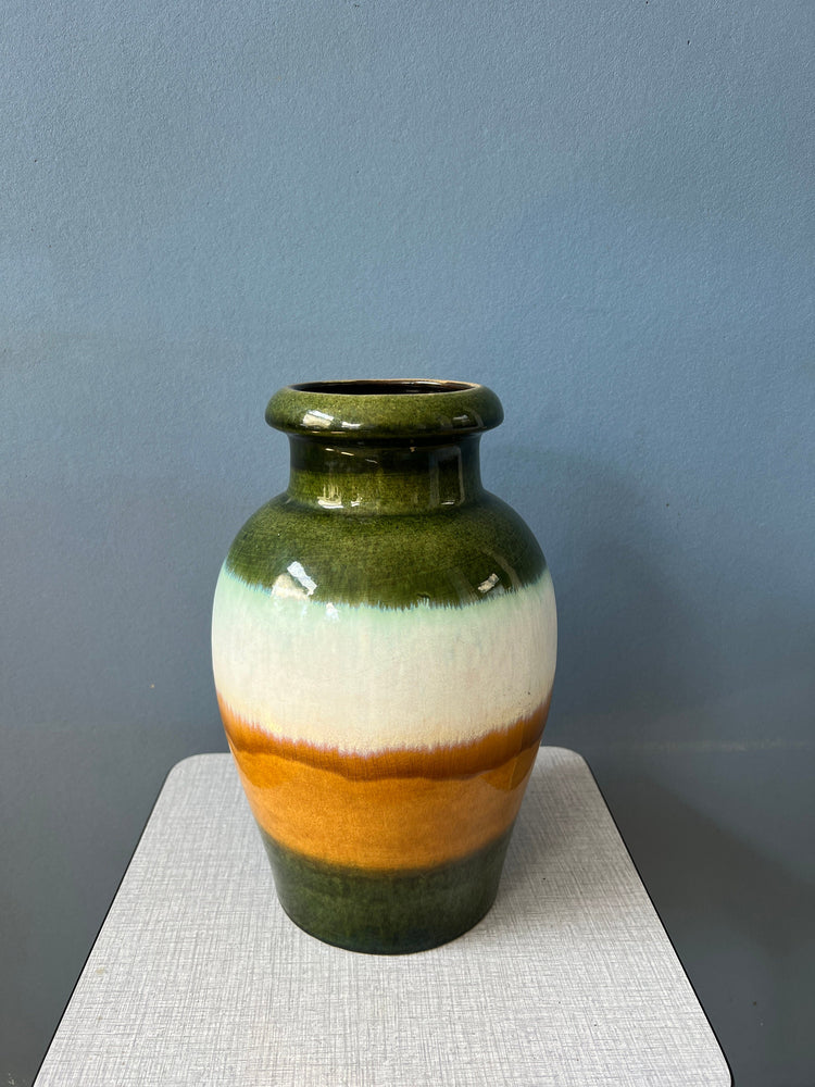 Green and Yellow Scheurich West Germany Ceramic Vase