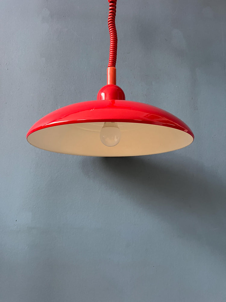 Vintage Red Metal Space Age Pendant Lamp