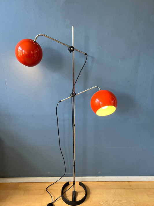 Vintage Red Floor Lamp - Eyeball - Space Age - Mid Century Standing Light