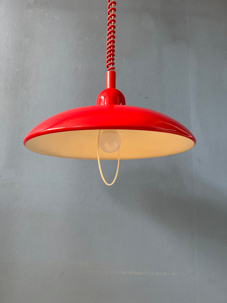 Vintage Red Metal Space Age Pendant Lamp