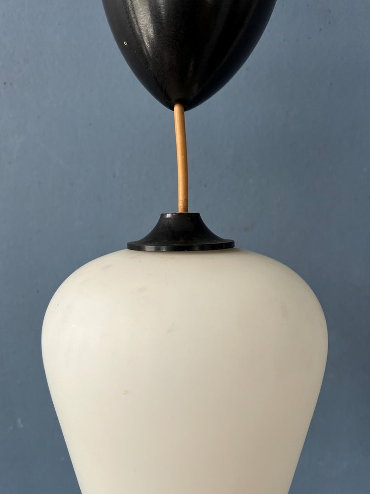 Small Reversed Tulip Mid Century Opaline Glass Hanging Lamp