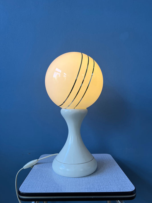 White Opaline Glass Space Age Table Lamp