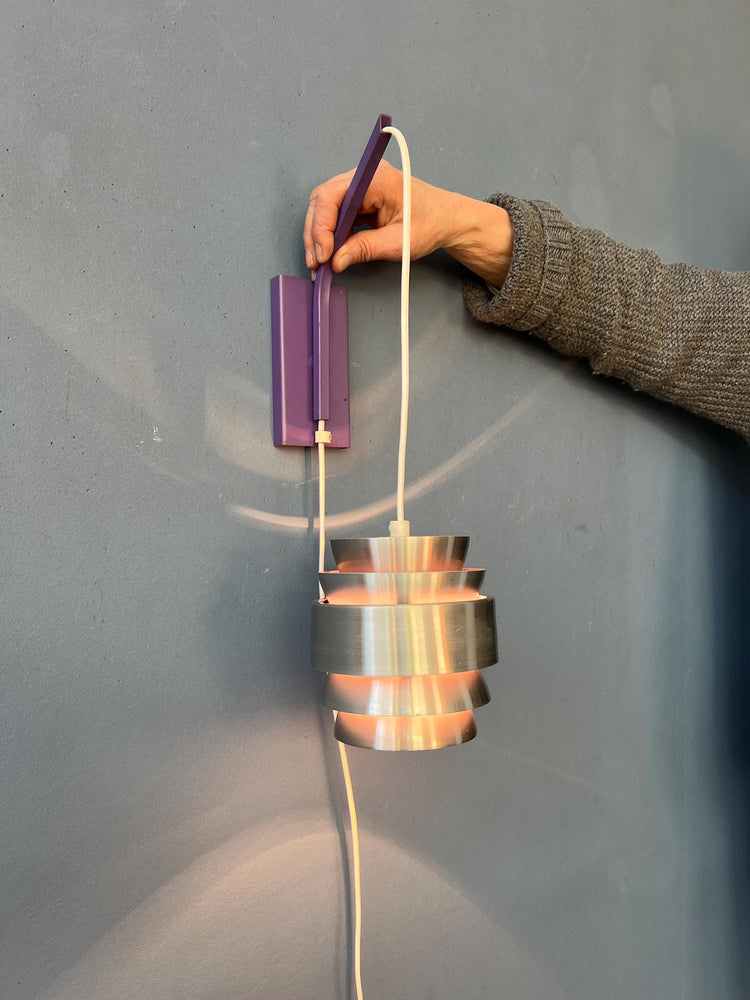 Small Purple Mid Century Lakro Rod 'Trava' Wall Lamp