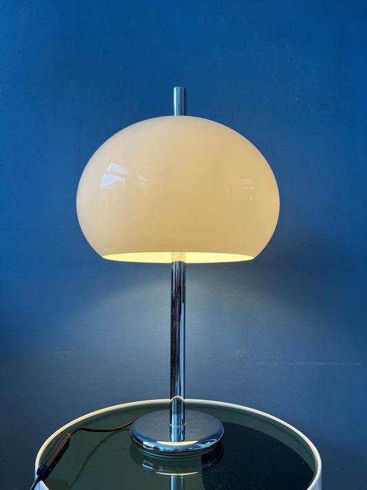 White Chrome Dijkstra Space Age Mushroom Table Lamp