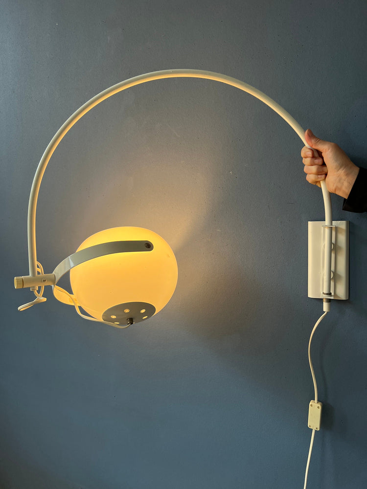 Mid Century White Space Age Mushroom Arc Wall Lamp