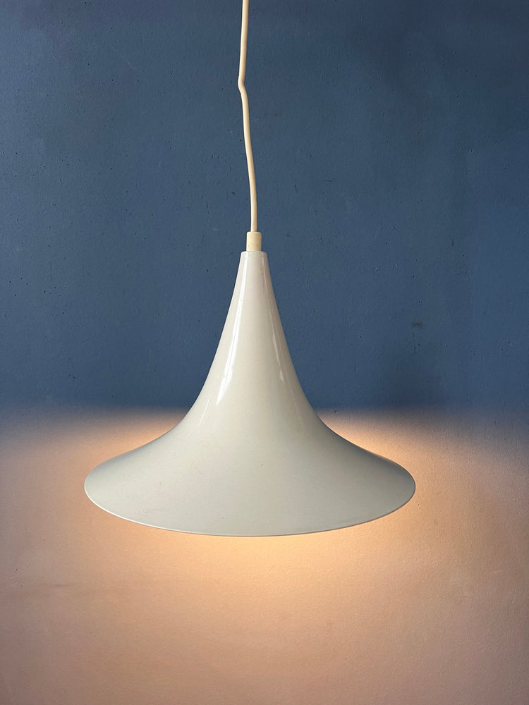 Mid Century White Space Age Witch Hat Pendant Lamp