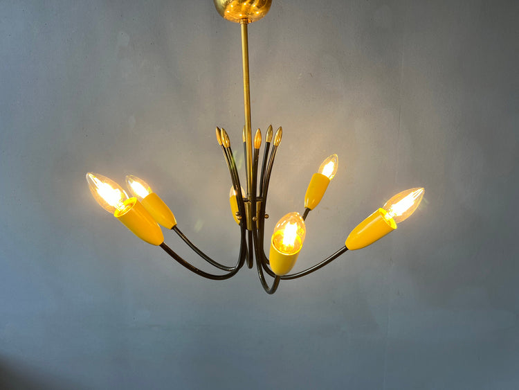 Vintage Yellow 50s Spider Pendant Lamp