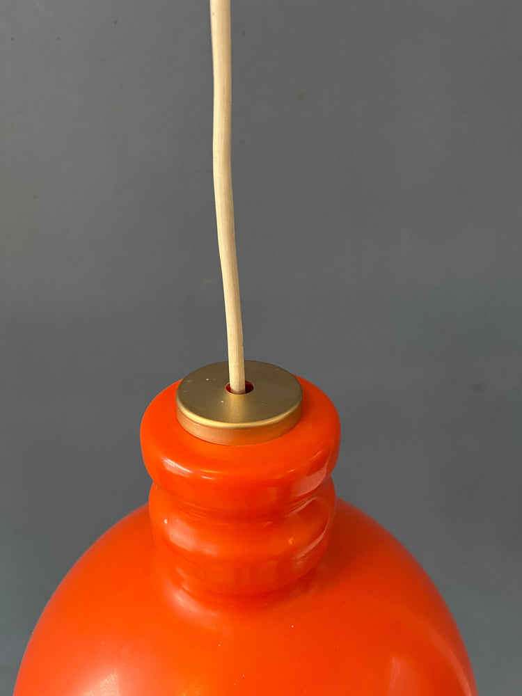 Orange and White Mid Century Peill & Putzler Glass Pendant Lamp