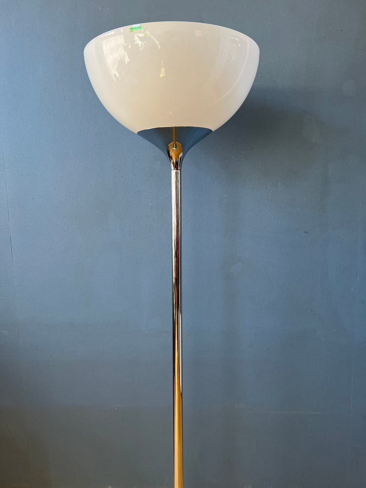 Guzzini Flash Space Age Floor Lamp with Chrome Base and White Acrylic Glass Shade