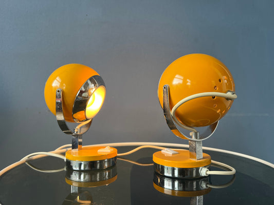 Set (2) of Yellow Space Age Eyeball Table Lamps